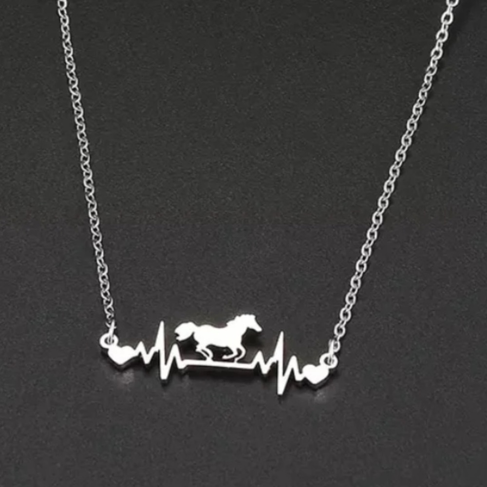 Silver Horse Heartbeat Necklace